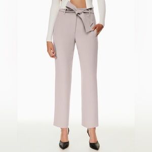 Wilfred Aritzia • Japanese Crepe Tie Front Trousers Pants Grey / Gray Tan Size 2